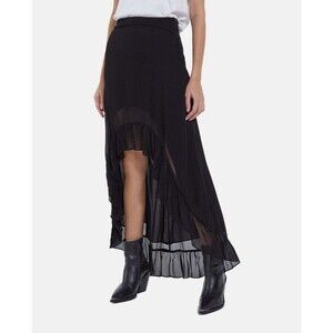 Black High-Low Ruffled Maxi Sheer Skirt Steampunk Fairy Grunge Whimsigoth Witchy